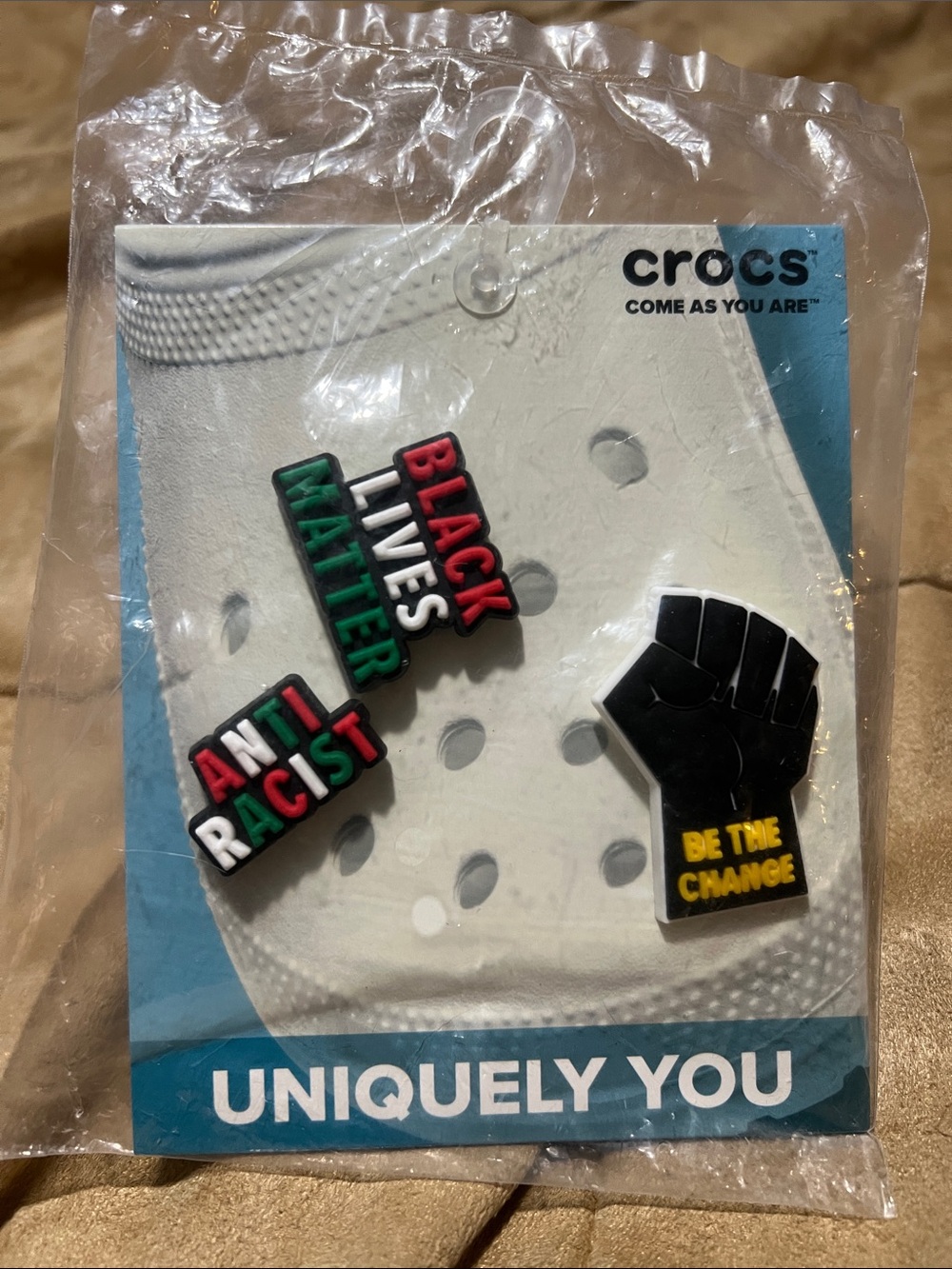 CROCS Jibbitz Set - Black, Red, Green, White & Yellow Activist Charms
